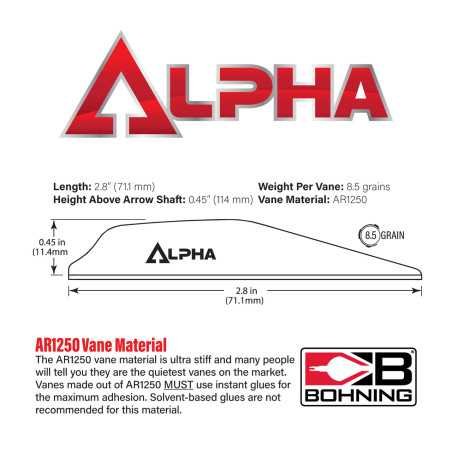 Plume plastique Bohning Alpha 2.8"